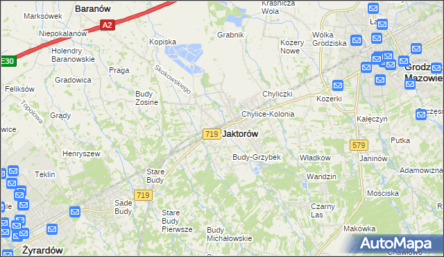 mapa Jaktorów, Jaktorów na mapie Targeo