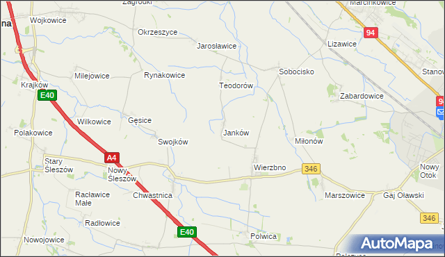 mapa Janków gmina Domaniów, Janków gmina Domaniów na mapie Targeo