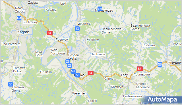 mapa Jankowce, Jankowce na mapie Targeo