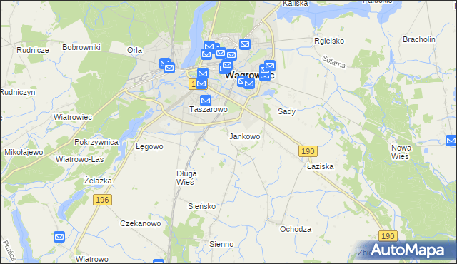 mapa Jankowo gmina Wągrowiec, Jankowo gmina Wągrowiec na mapie Targeo