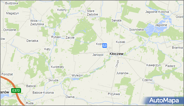 mapa Janopol gmina Kłoczew, Janopol gmina Kłoczew na mapie Targeo