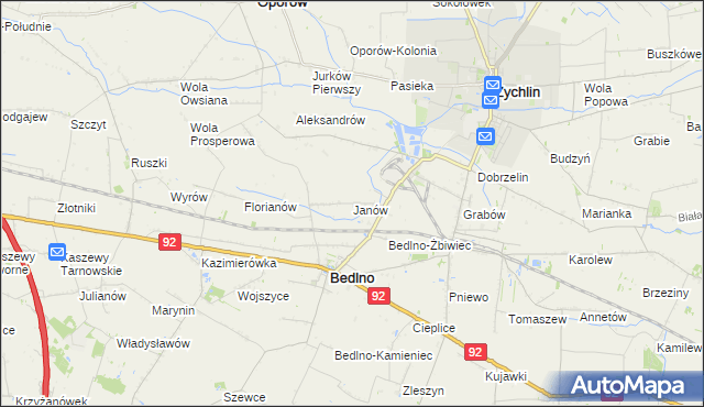 mapa Janów gmina Bedlno, Janów gmina Bedlno na mapie Targeo