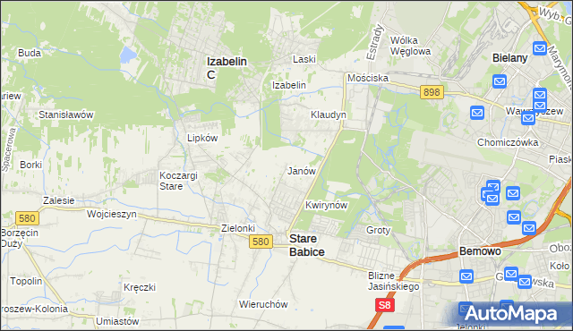 mapa Janów gmina Stare Babice, Janów gmina Stare Babice na mapie Targeo