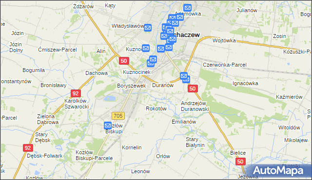 mapa Janówek Duranowski, Janówek Duranowski na mapie Targeo