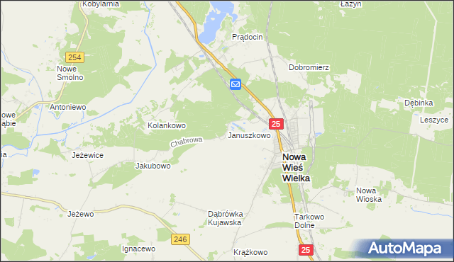 mapa Januszkowo gmina Nowa Wieś Wielka, Januszkowo gmina Nowa Wieś Wielka na mapie Targeo