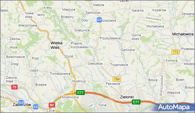 mapa Januszowice gmina Zielonki, Januszowice gmina Zielonki na mapie Targeo