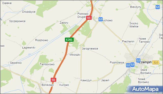 mapa Jarogniewice, Jarogniewice na mapie Targeo