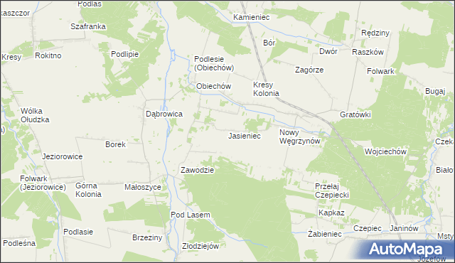 mapa Jasieniec gmina Słupia, Jasieniec gmina Słupia na mapie Targeo