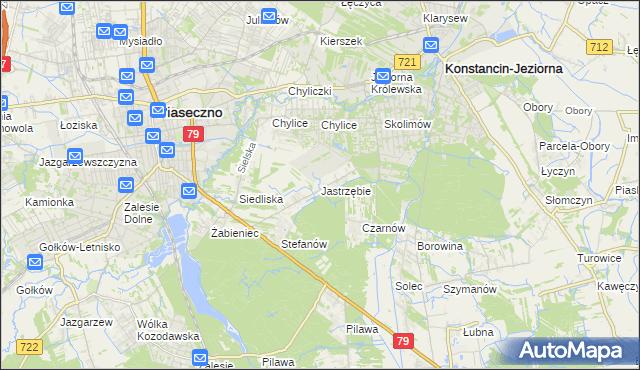 mapa Jastrzębie gmina Piaseczno, Jastrzębie gmina Piaseczno na mapie Targeo