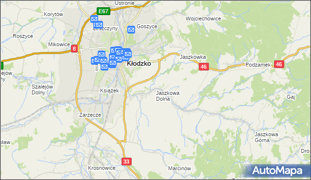 mapa Jaszkowa Dolna, Jaszkowa Dolna na mapie Targeo