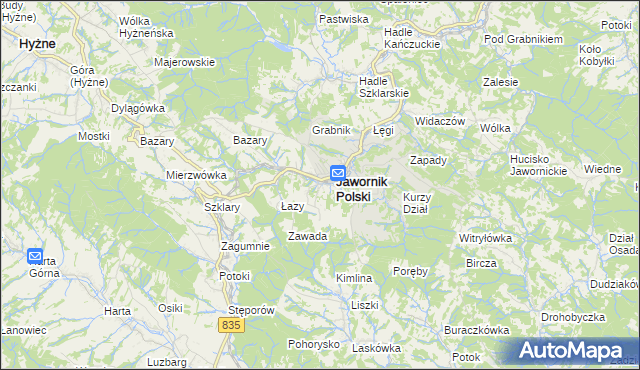 mapa Jawornik-Przedmieście, Jawornik-Przedmieście na mapie Targeo