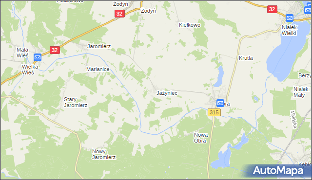 mapa Jażyniec, Jażyniec na mapie Targeo