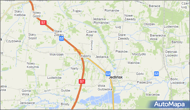 mapa Jedlanka gmina Jedlińsk, Jedlanka gmina Jedlińsk na mapie Targeo