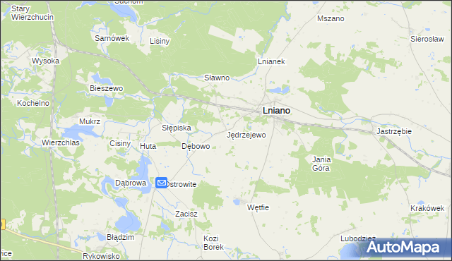 mapa Jędrzejewo gmina Lniano, Jędrzejewo gmina Lniano na mapie Targeo