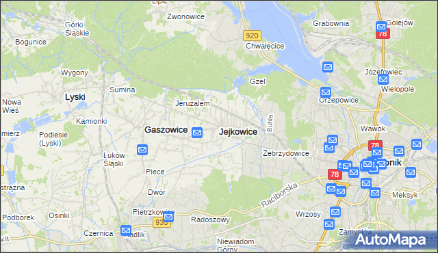 mapa Jejkowice, Jejkowice na mapie Targeo