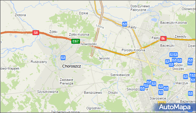 mapa Jeroniki, Jeroniki na mapie Targeo