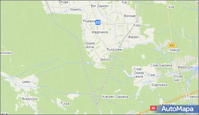 mapa Jezioro gmina Wręczyca Wielka, Jezioro gmina Wręczyca Wielka na mapie Targeo