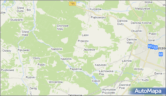 mapa Jeżowice, Jeżowice na mapie Targeo