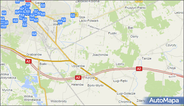 mapa Joachimów, Joachimów na mapie Targeo