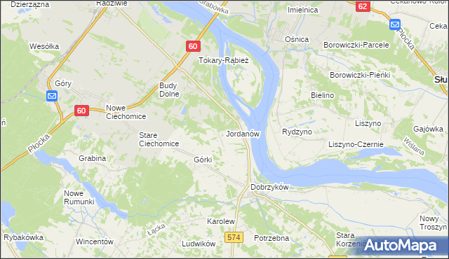 mapa Jordanów gmina Gąbin, Jordanów gmina Gąbin na mapie Targeo