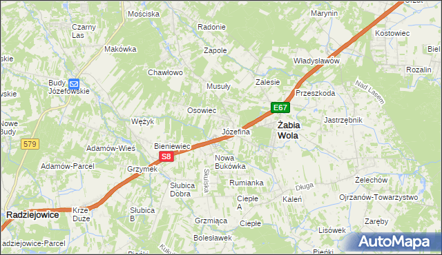 mapa Józefina gmina Żabia Wola, Józefina gmina Żabia Wola na mapie Targeo