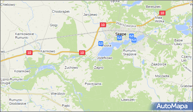 mapa Józefkowo gmina Skępe, Józefkowo gmina Skępe na mapie Targeo