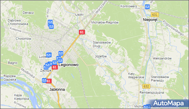 mapa Józefów gmina Nieporęt, Józefów gmina Nieporęt na mapie Targeo