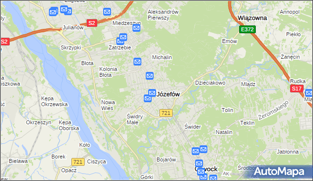 mapa Józefów powiat otwocki, Józefów powiat otwocki na mapie Targeo