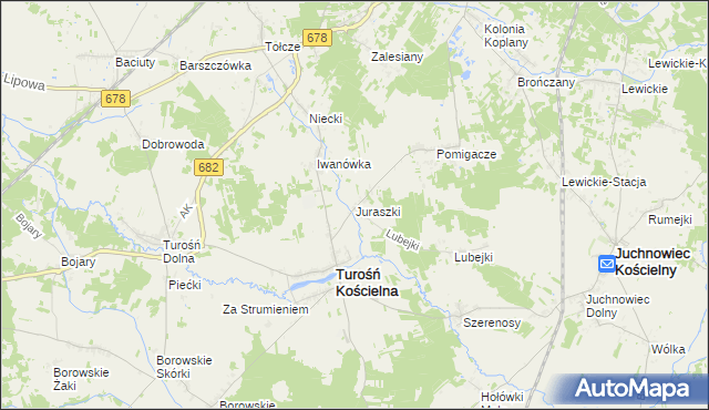 mapa Juraszki, Juraszki na mapie Targeo