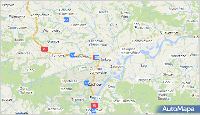 mapa Jurków gmina Czchów, Jurków gmina Czchów na mapie Targeo