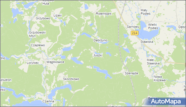 mapa Juszki, Juszki na mapie Targeo