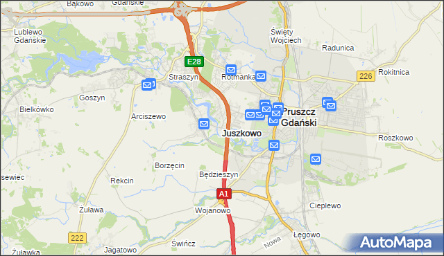 mapa Juszkowo, Juszkowo na mapie Targeo