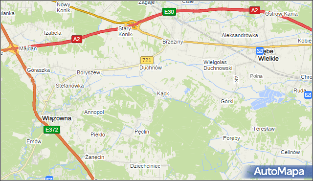 mapa Kąck, Kąck na mapie Targeo