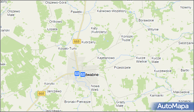 mapa Kajetanowo gmina Jedwabne, Kajetanowo gmina Jedwabne na mapie Targeo