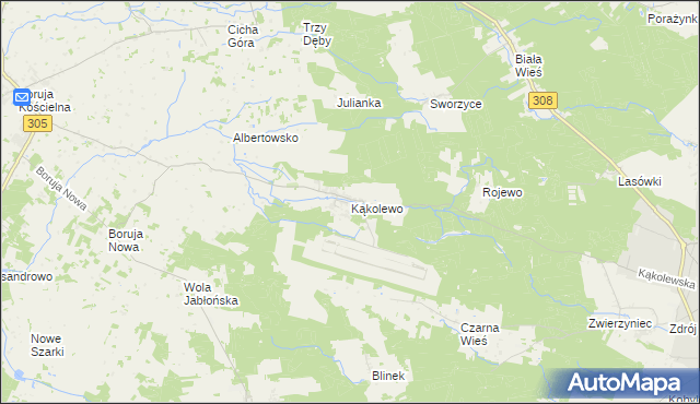 mapa Kąkolewo gmina Grodzisk Wielkopolski, Kąkolewo gmina Grodzisk Wielkopolski na mapie Targeo