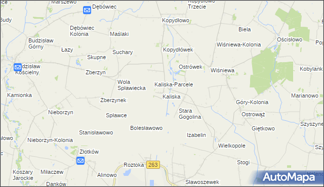 mapa Kaliska gmina Wilczyn, Kaliska gmina Wilczyn na mapie Targeo