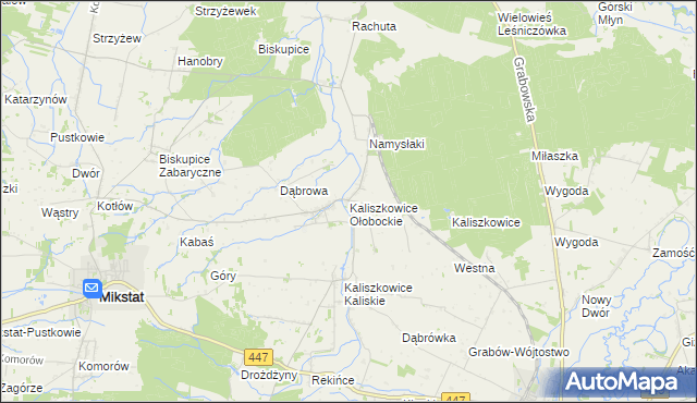 mapa Kaliszkowice Ołobockie, Kaliszkowice Ołobockie na mapie Targeo