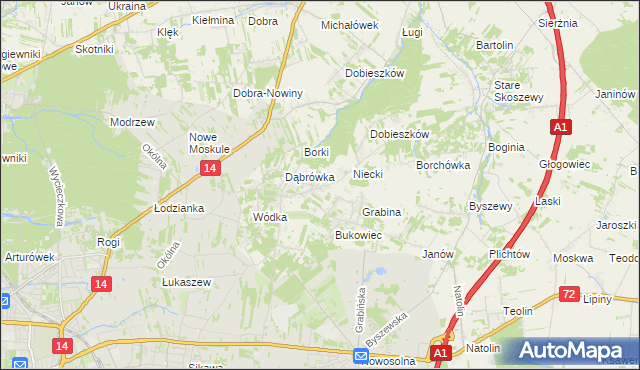 mapa Kalonka gmina Nowosolna, Kalonka gmina Nowosolna na mapie Targeo