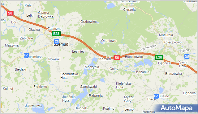 mapa Kamień gmina Szemud, Kamień gmina Szemud na mapie Targeo