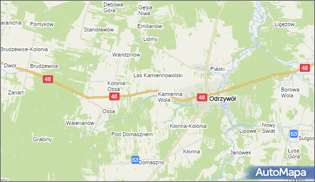 mapa Kamienna Wola gmina Odrzywół, Kamienna Wola gmina Odrzywół na mapie Targeo