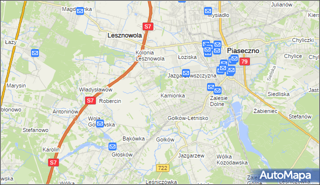 mapa Kamionka gmina Piaseczno, Kamionka gmina Piaseczno na mapie Targeo