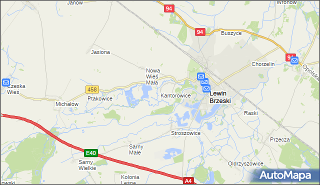 mapa Kantorowice gmina Lewin Brzeski, Kantorowice gmina Lewin Brzeski na mapie Targeo