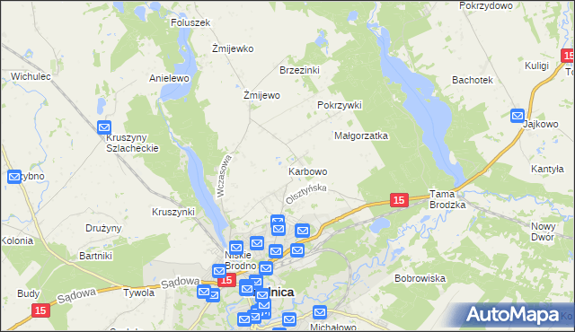mapa Karbowo gmina Brodnica, Karbowo gmina Brodnica na mapie Targeo