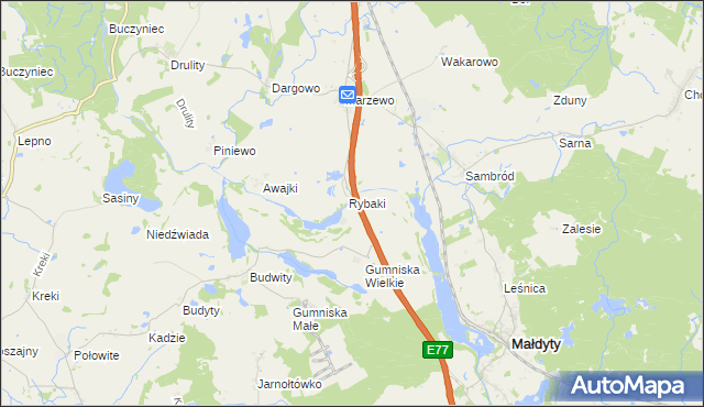 mapa Karczemka gmina Małdyty, Karczemka gmina Małdyty na mapie Targeo