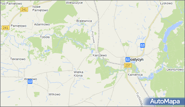 mapa Karczewo gmina Gostycyn, Karczewo gmina Gostycyn na mapie Targeo