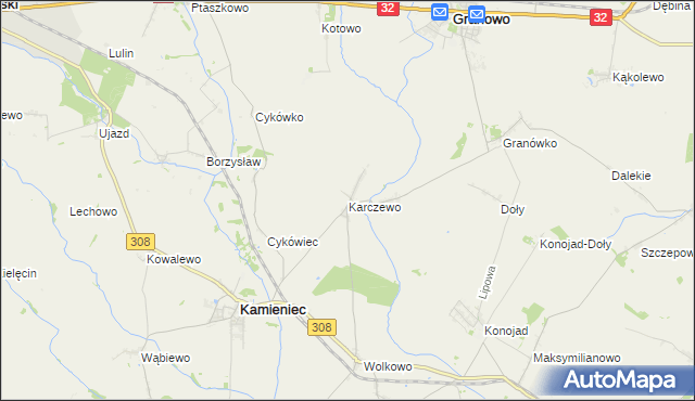 mapa Karczewo gmina Kamieniec, Karczewo gmina Kamieniec na mapie Targeo