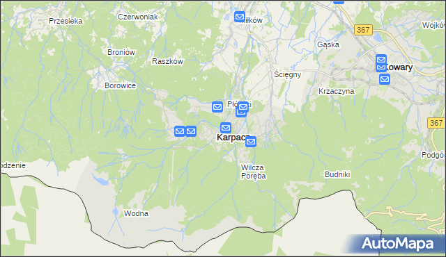 mapa Karpacz, Karpacz na mapie Targeo