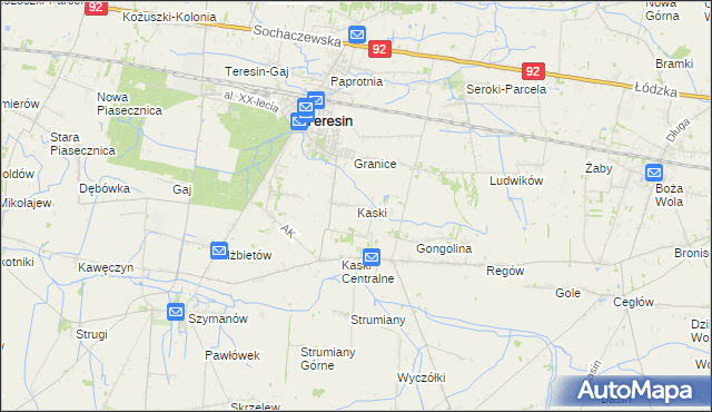 mapa Kaski gmina Baranów, Kaski gmina Baranów na mapie Targeo