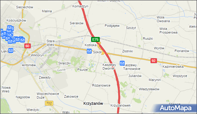 mapa Kaszewy Kościelne, Kaszewy Kościelne na mapie Targeo