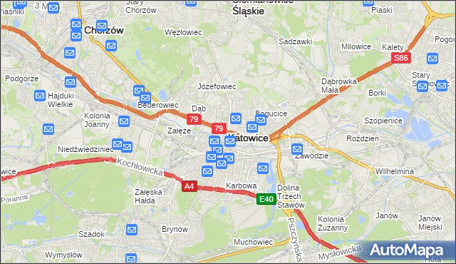 mapa Katowic, Katowice na mapie Targeo